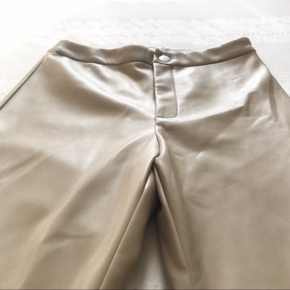 NWT ANTHROPOLOGIE AVEC LES FILLES BEIGE FAUX LEATHER HIGH RISE SKINNY PANTS - S - Picture 7 of 14